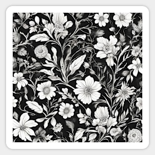 cottagecore botanical monochromatic black and white floral Sticker